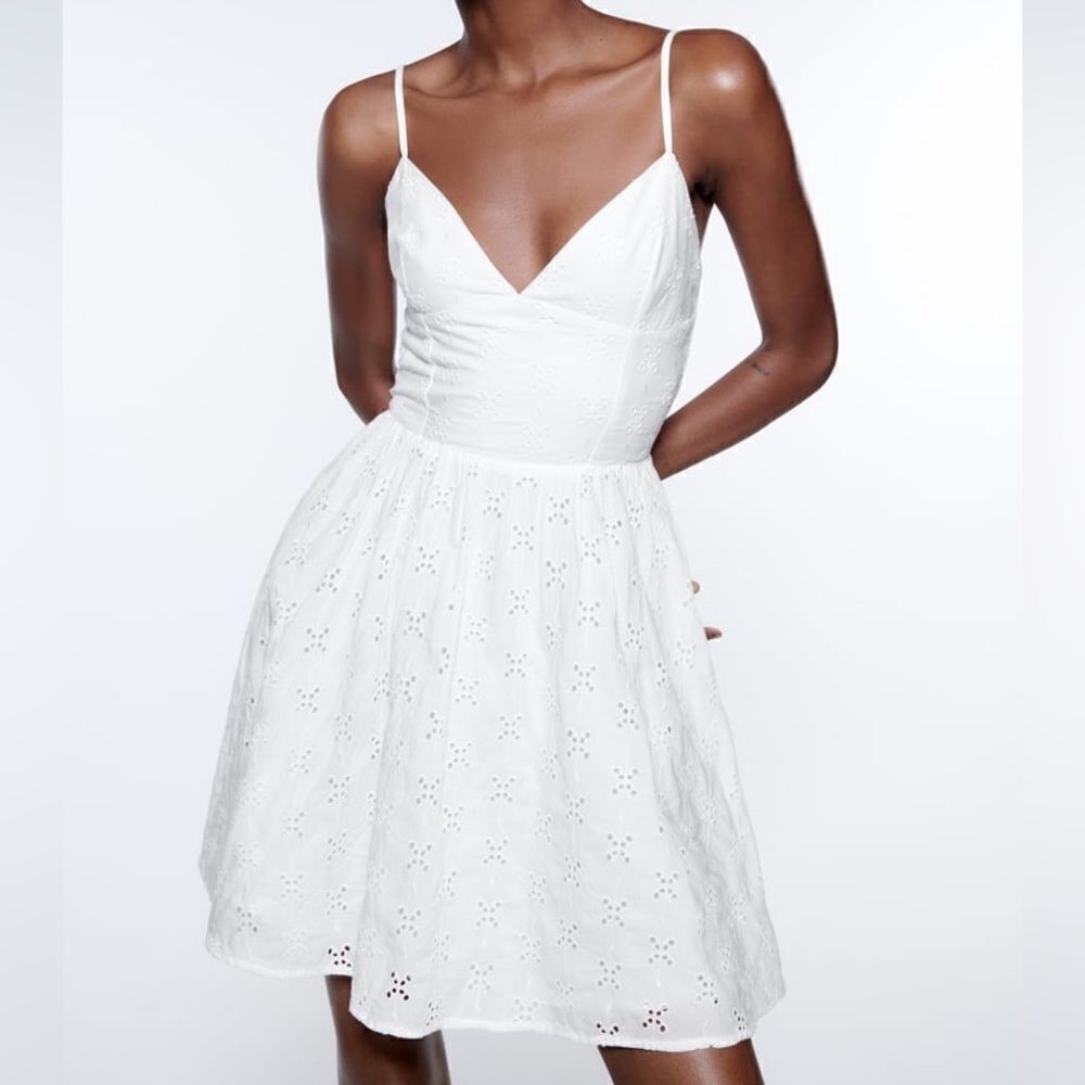 Zara White Openwork Dress New - Picture 7 of 11